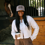I'd Quit Coffee But I'm Not A Quitter Gingham Patch Hat