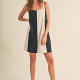 Color Block Linen Mini Dress