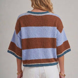 Wide Stripe Loose Fit Drop Shoulder Sweater Top