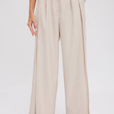 Pintuck Wide Leg Pants | Beige