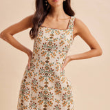 Tapestry Print Mini Dress: Vintage Floral