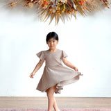 Girl Spring Twirl Dress- Toffee Stripe