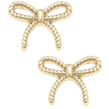 Bessie Rope Bow Stud Earrings in Shiny Gold