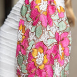 Floral Embroidered Short Bubble Sleeve Top