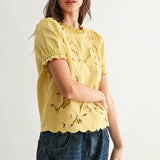 Embroidered Short Sleeve Blouse
