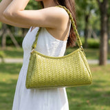 Braided Handle Woven Shoulder Bag: Multiple Colors