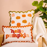 Scalloped Rectangle Throw Pillow-Hello Pumpkin
