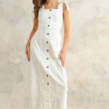 Sleeveless Button-down Stretch Cotton Dress