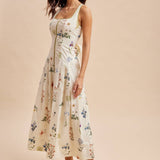 Cotton Contrast Floral Maxi Dress | Wildflower