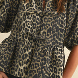 Leopard Print Tied Blouse