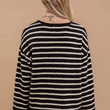 Stripe Boat Neck Drop Shoulder Sweater
