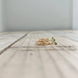 Gold Huggies - Tiny Green Leaves