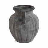 Black Ceramic Ribbed Weathered Handle Vase