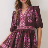 Floral Border Print Midi Dress