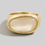 Oval Natural Stone Signet Ring: Multiple Colors
