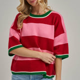 Christi Wide Stripe Loose Fit Sweater Top