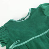 Green Velour and Satin Bow Christmas Dress