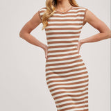 Striped Contrast Tank Midi Dress