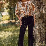 Floral Printed 3/4 Sleeve Blouse