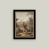 Traveling Rabbit Framed Antique Art
