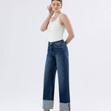 Cosmos High Rise Cuffed Wide Leg Jeans