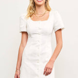 Puff Sleeve Button Front Dress