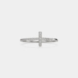 Pave Setting Cross Eternity Band Ring in 925 Sterling Silver