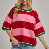 Christi Wide Stripe Loose Fit Sweater Top
