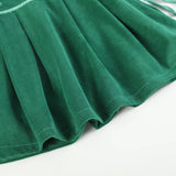 Green Velour and Satin Bow Christmas Dress