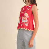 Lucy Floral Embroidery Scalloped Tank