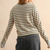 Striped Pattern Button Front Cardigan
