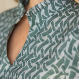 Lana Ruffled High Neck Abstract Printed Blouse