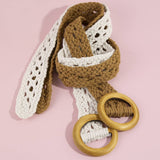 Crochet Open Weave Belt With Wooden Ring Buckle: Multiple Colors