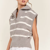 Gray Striped Sweater Vest