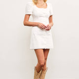 Puff Sleeve Button Front Dress