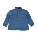 Boys Heather Indigo Quilted Quarter Snap Sweatshirt