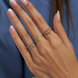 Green Tree Leaf Stacking Bypass Ring in 925 Sterling Silver