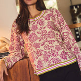 Floral Print Knit Top | Orchid Wave