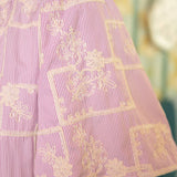 Striped Cotton Floral Embroidered Tiered Woven Dress