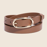 Long Oval Buckle Leather Belt