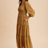 Notched Collar Maxi Dress
