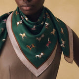Equestrian Horse Print Satin Square Scarf: Multiple Colors