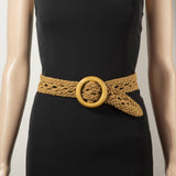 Crochet Open Weave Belt With Wooden Ring Buckle: Multiple Colors
