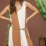 Linen Mini Stripe Sleeveless Dress