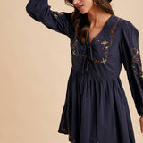 Embroidered Cotton Mini Dress