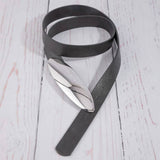 Vegan Leather Oval Long Plate Buckle Belt