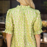 Lena Contrast Colored Raw Laser Cut Blouse