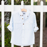 Flagler Fishing Shirt: White Blue Plaid