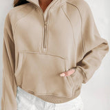 Half Zip Thumbhole Sleeve Sweatshirt