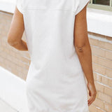 Textured Half Zip Cap Sleeve Dress